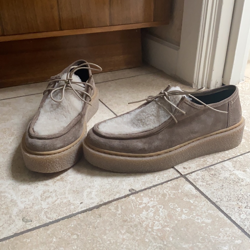 Eric Michael handmade leather and wool loafers. Suede. Size 41 or 10.